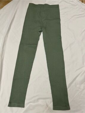 Zara Olive Green Ribbed Leggings